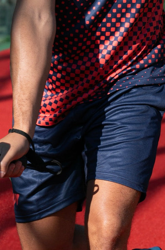 Short navy rojo detalle